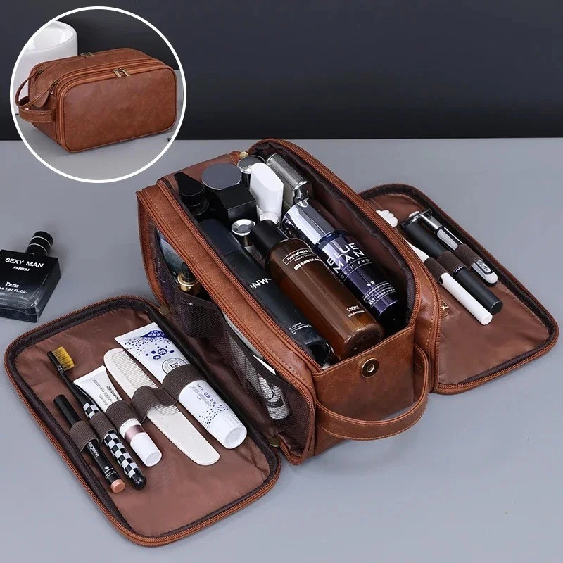 Makeup Bag - Multi Pocket Travel Toiletry Organizer - Fashion PU Wash Bag