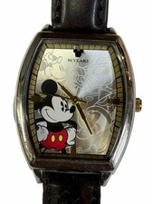 NEW BATTERY Vintage Mickey Mouse 80 Years Silver Tone Leather Wrist Watch MCK316