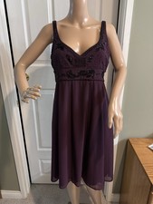 Eliza J Beaded Purple Dress Cocktail Event Size 10 Chiffon Overlay 