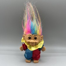 Vintage Troll Clown Doll Figurine 5" Bright America Figure Rainbow Hair No Hat