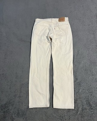 Vintage 90s Levi s 501 White Jeans Size 32x31 Button Fly Straight Fit USA Made