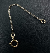 14K Solid Yellow Gold Thin Cable Link Safety Chain Extension Extender 1mm, 2.25"