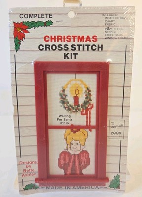 Vintage Christmas Cross Stitch Kit Waiting For Santa Designs by Bette Ashley