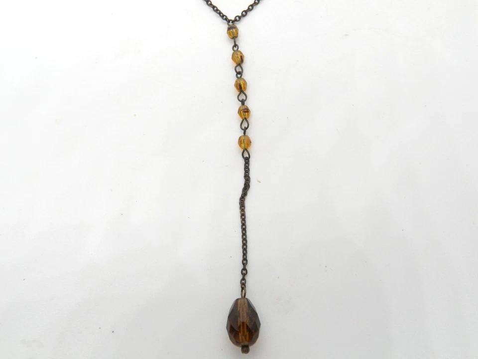 Collar Gargantilla Colgante Tono Dorado Cuentas Marrón Gota Y Firmado Robert Rose Foto 3 de 4