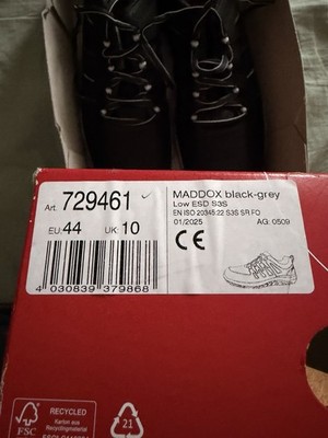 Maddox Sicherheitshalbschuhe S3S ESD SRC schwarz/grau Gr. 44 Art. 729461