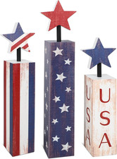 4Th of July Decorations Set, Red White Blue Decor, Wooden Patriotic Memorial Day
