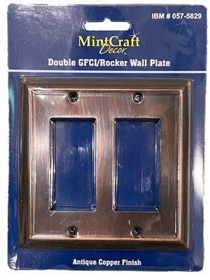 ANTIQUE COPPER Switch Plate Double Rocker GFCI Wall Plate Solid Brass 186-3844
