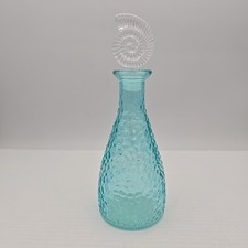 Shore Living Blue Glass Bottle With Sea Shell Topper 7.5"