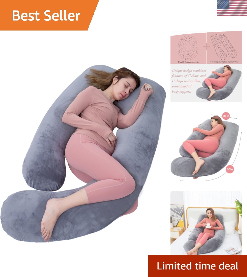 60in Full Body Pillow for Maternity, Nursing & Pregnancy Support – Extra Large Comfort-image