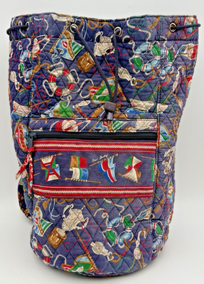 Vintage Vera Bradley Carrie Drawstring Sling Lined Backpack Regatta Retired 1994