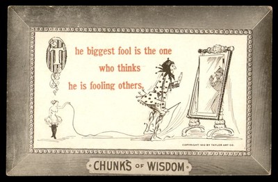 Postcard Biggest Fool is One who Thinks He's Fooling Others