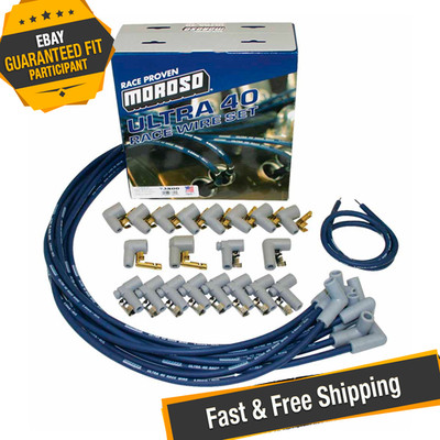 Moroso 73800 Ultra 40 Universal Wire Set, Blue Wire, Unsleeved, 90 Deg. Boots