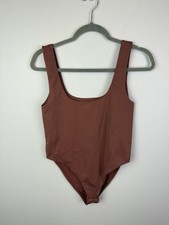 A New Day Bodysuit M Scoop Neck Summer Rose Colored Mauve Pink Sleeveless