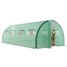 Outsunny Tunnel Greenhouse, Upgraded Structure, Hinged Doors, 6 x 3 m, Green