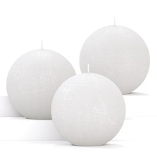 Set Of 3 Round Candles Ball 3 Inch Snowball Candles As Wedding Decorations And A