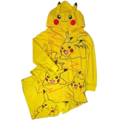 Pokemon Pikachu Kids Hooded One Piece Pajama Blanket Sleeper Union Suit Sz 10/12 - Image 1 of 4