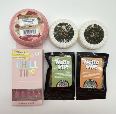 Beauty Self-Care Lot Bath Bombs Soaps Press-On Nails & Body Care Packets