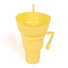 2 In 1 Stadium Tumbler with Snack Bowl Reusable Snack and Drink Cup Yellow