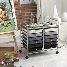 Gray 12-Drawer Rolling Storage Cart Plastic Storage Tower Craft Makeup Office