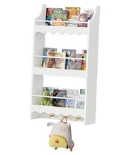 Wall-Mounted Kids Bookshelf, 3-Tier Wall-Hanging Book & Magazine Rack, 