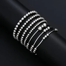 7pcs/Set Silver/Gold Beaded Bracelet Set Creative Jewelry Stackable Bracelet