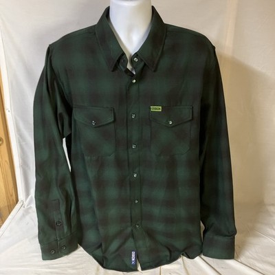 Dixxon Flannel Co Shirt Mens XL Green Black Plaid Absinthe D-Tech Free Shipping!