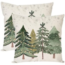 Christmas Tree Pillow Covers 20x20 Inch Set of 2 Farmhouse Christmas Decor Wi...