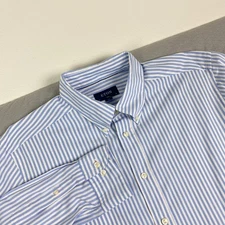 Eton Mens Dress Oxford Shirt 18 46 XXL Slim Long Sleeve Button Up Striped