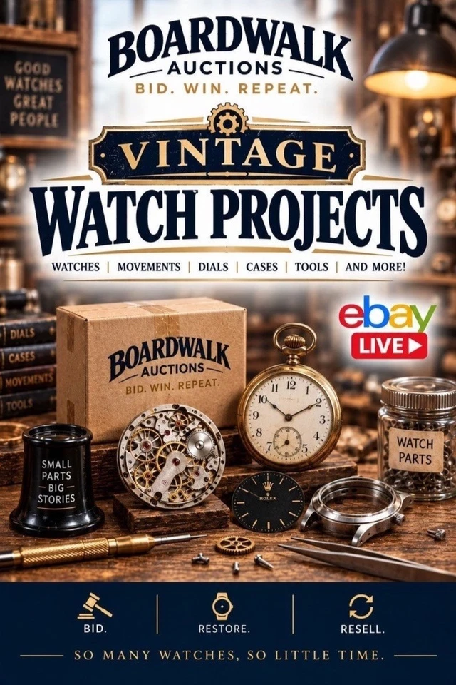 $1 STARTS | VINTAGE WATCH PARTS - Watches, Parts, Tools & More - 10/27/26