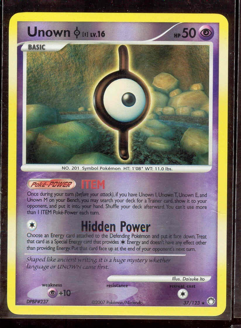 Pokemon UNOWN I 37/123 Mysterious Treasures - RARE Rev Holo - NEAR MINT/MINT