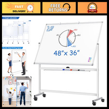 Double-Sided Magnetic Rolling Whiteboard on Wheels 48x36" - Portable  Versatile