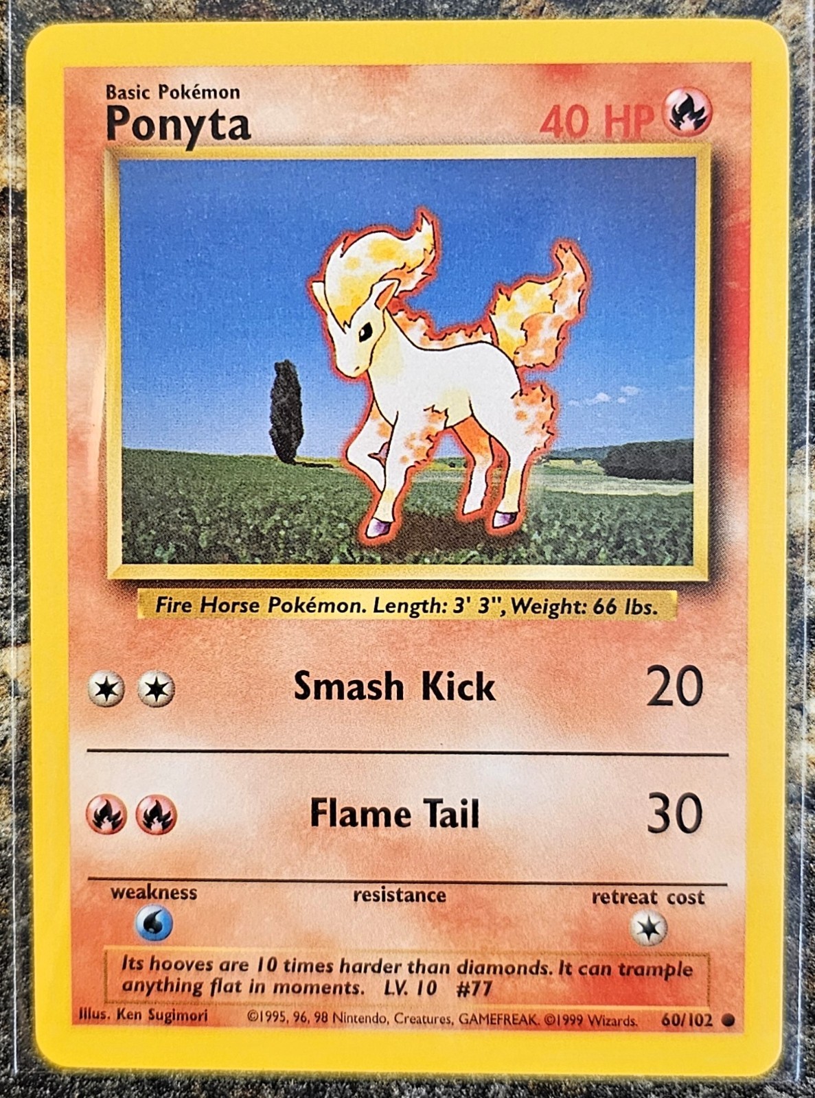 1999 Pokemon Basic Base Set Ponyta 60 NM or Better