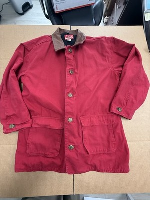 VINTAGE Marlboro Country Store Jacket Mens XL Red Leather Collar Barn Chore 90s