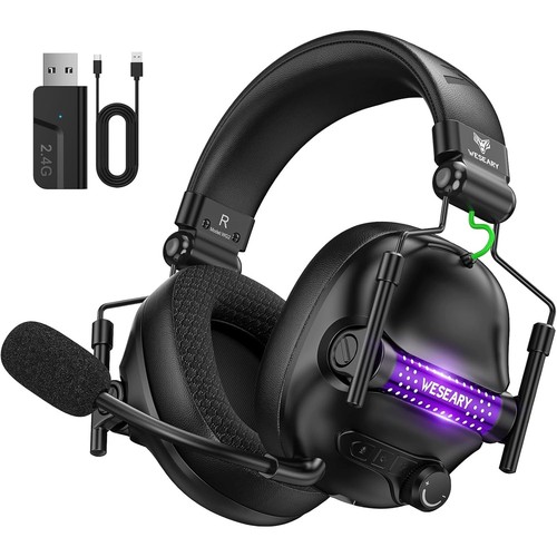 NWT ~ Wireless Gaming Microphone Headset Stereo Bluetooth Headphones 50 Hr Batt.