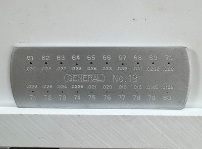 General Tool #13 Drill Wire Gauge Sizes 61-80 (.039-.0136) (New Old Stock)