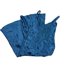 Victoria  s Secret Maxi Slip Dress Lace Gown Sz Medium Blue Long Vtg Gold Label