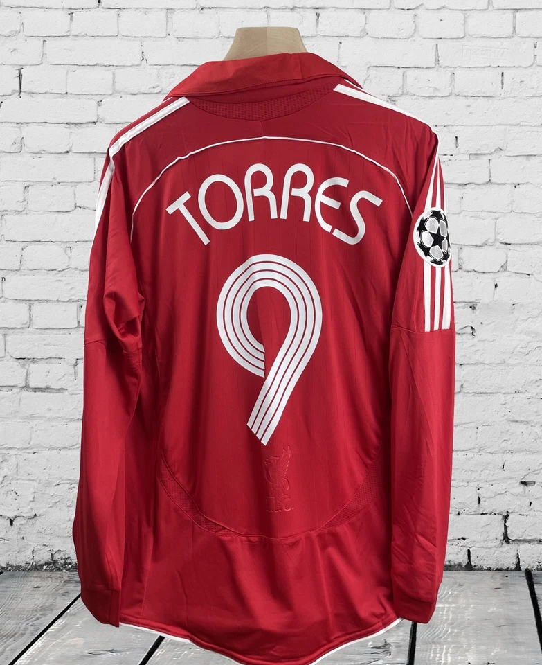 Liverpool 06-08 Home Long Sleeve Kit – Torres 9 • Vintage Soccer Jersey - Image 2 of 4