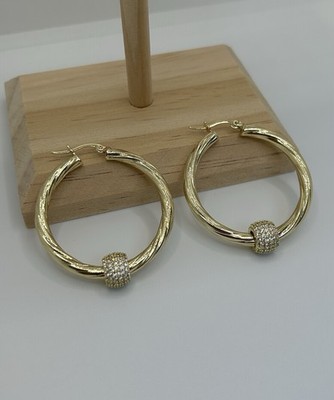 18 kt GF | 40 mm gedrehte Creolen | Zirkonia Discokugeln  