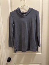 J.Jill Pure Jill Women Pima Cotton Blend Pullover Hoodie Size XS Blue Sweatshirt