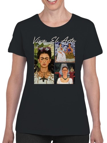Frida Kahlo Viva El Arte: Celebrating Iconic Portraits Women's T-shirt - Picture 2 of 15