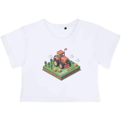 'Pixel Style Farming Scene' Adult Cotton Crop Top (CO060995)