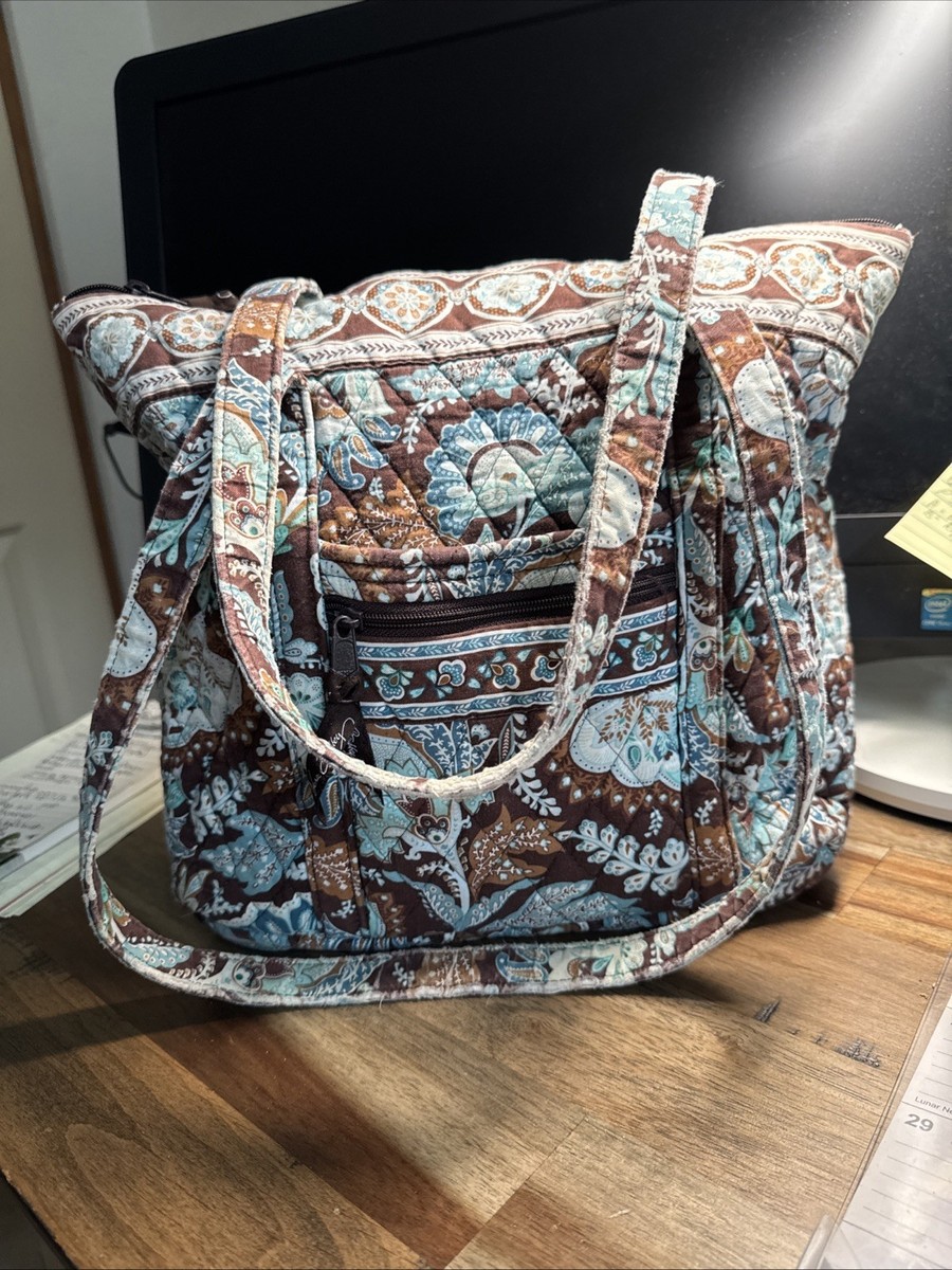 Vtg Vera Bradley Retired “Java Blue” Quilted - Small Original Tote