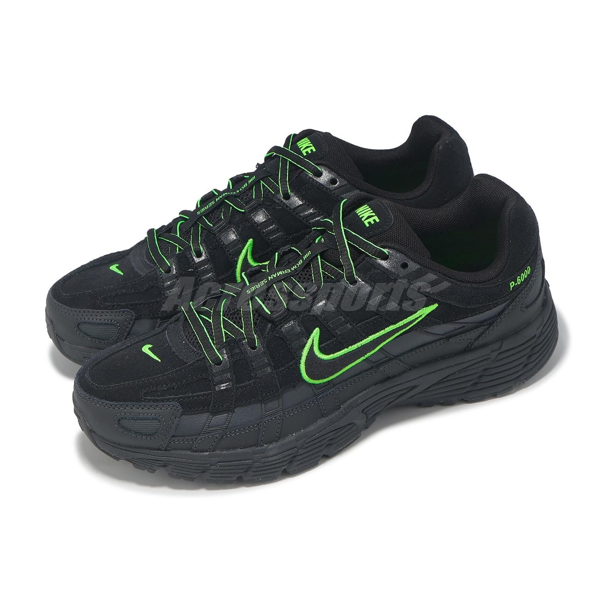 Nike P-6000 PRM Black Impact Green Men Casual Lifestyle Shoes