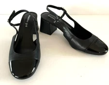 Madden Girl Black Patent & Matte Sling Back Shoes w/ Chunky Heel~~Size 10 Medium