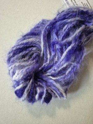 Handspun Angora Rabbit Yarn Hand Dyed Variegated Purple AY11-  18 gr 25 Yd