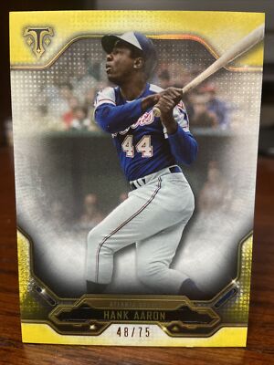 HANK AARON 48/75 - 2020 Topps Triple Threads Yellow Parallel No.10 Baseball Card
