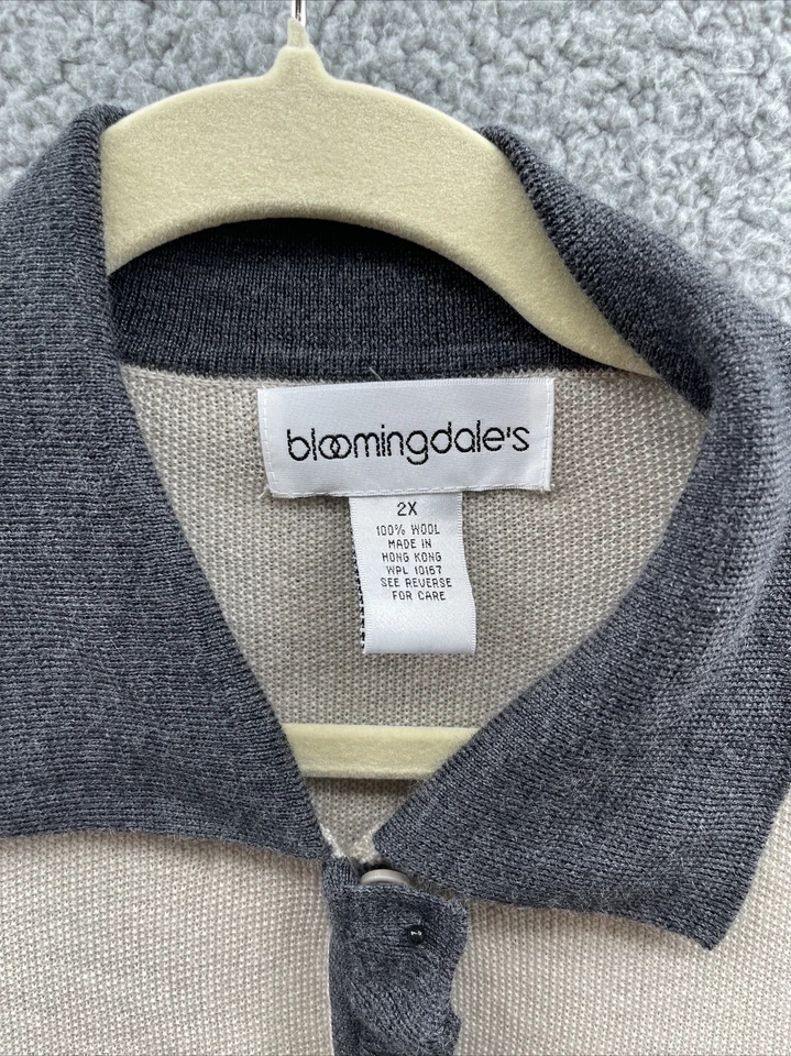 Suéter Top Bloomingdale’s Mujer Plus 2X Negro Tostado Lana Hong Kong Abotonada De Colección Foto 3 de 4