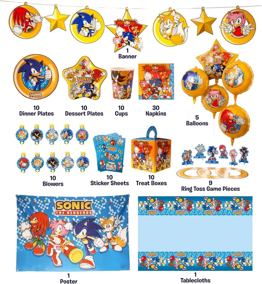 Sonic The Hedgehog Kids Party Theme in a Box Kit 107pcs Balloons Decorations - Image 2 of 4