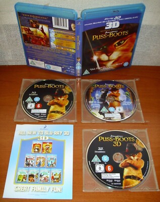 Puss in boots (El Gato con botas)[UK Blu-Ray 2D + 3D & Region Free + DVD Zona 2]