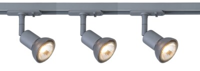 1 Meter GU10 Gleisschiene 3 Strahler Downlight Display LED Kit silber